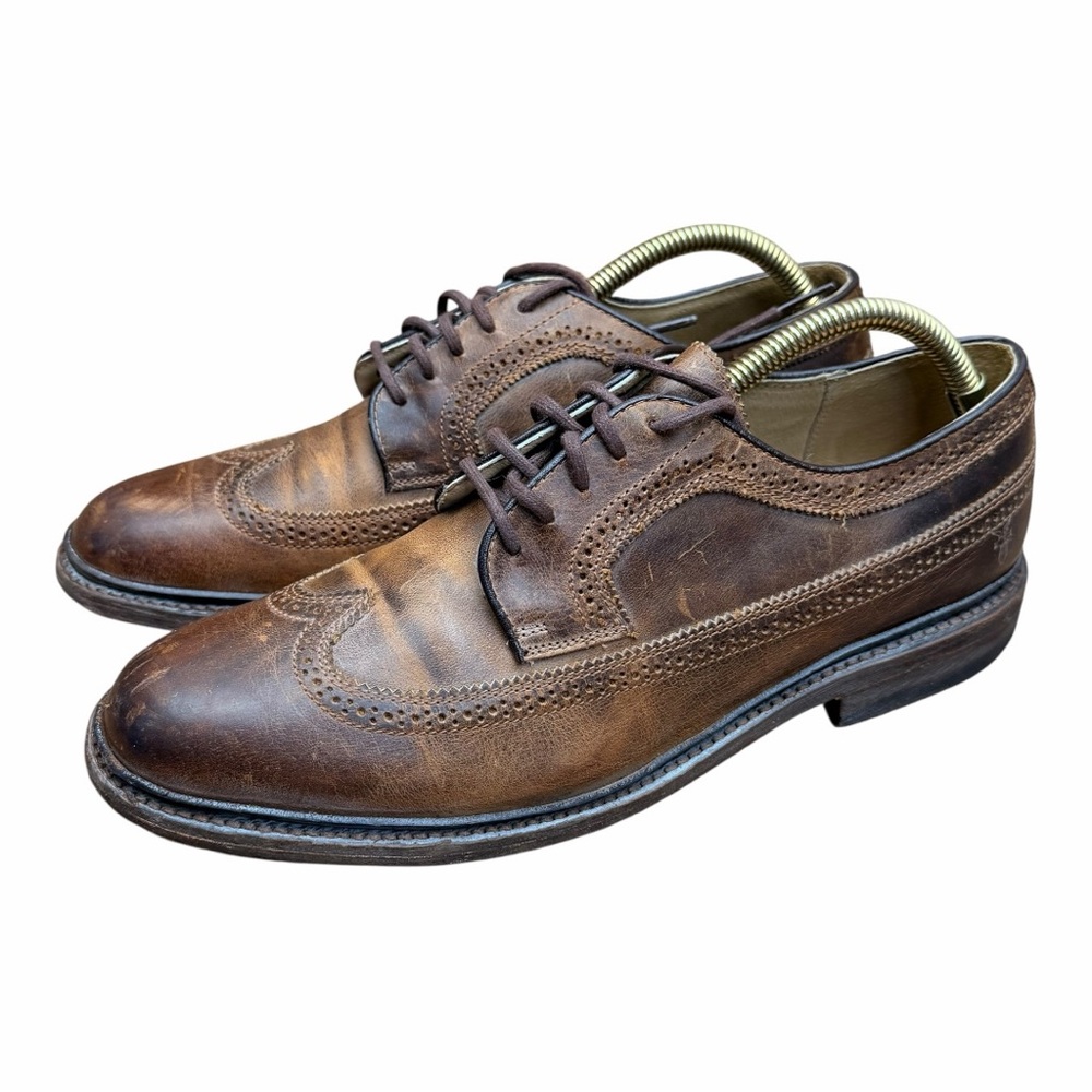 Frye James Wingtip brogue gunboat Oxford shoes Men's size 10 Brown Leather